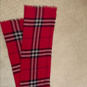 Authentic red Burberry scarf.